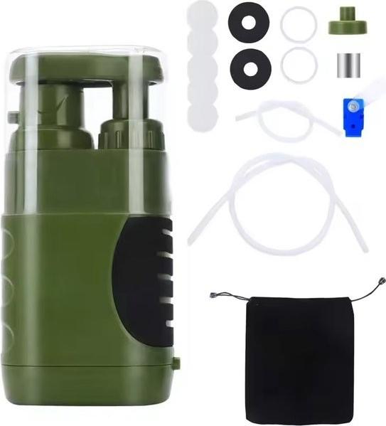 Merkloos Wasserreinigungspumpe – Wasserfiltersystem – Wasserfilter – Überlebenskit – Notfallkit – Kriegsnotfallkit – Überlebenskit – Notfallkit für zu Hause – Überlebenskit – Grün 101315-0