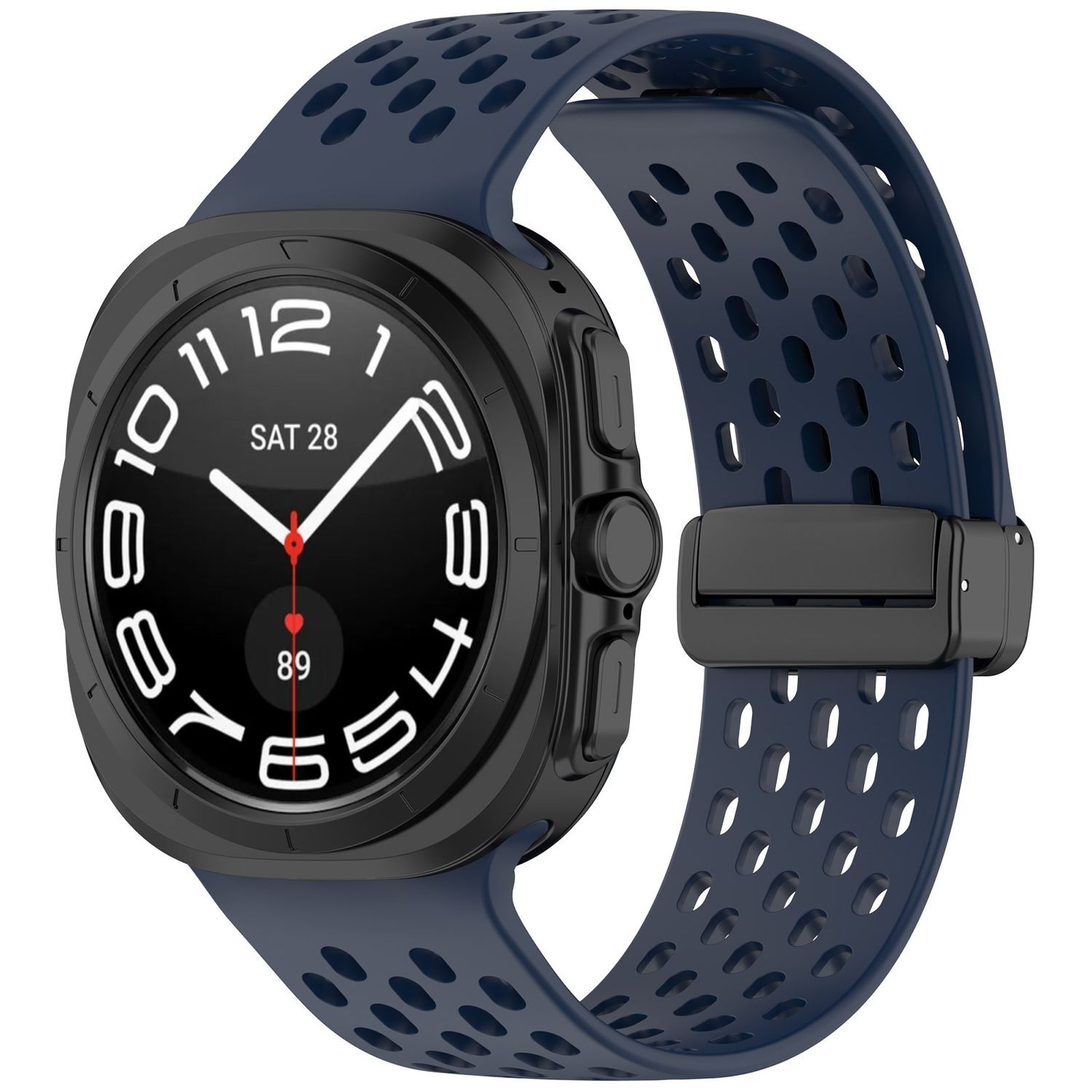 Pre Samsung Galaxy Watch Ultra 47 mm Silikónový dizajn Magnetická pracka Náhradná ručná kapela Tmavo modrá