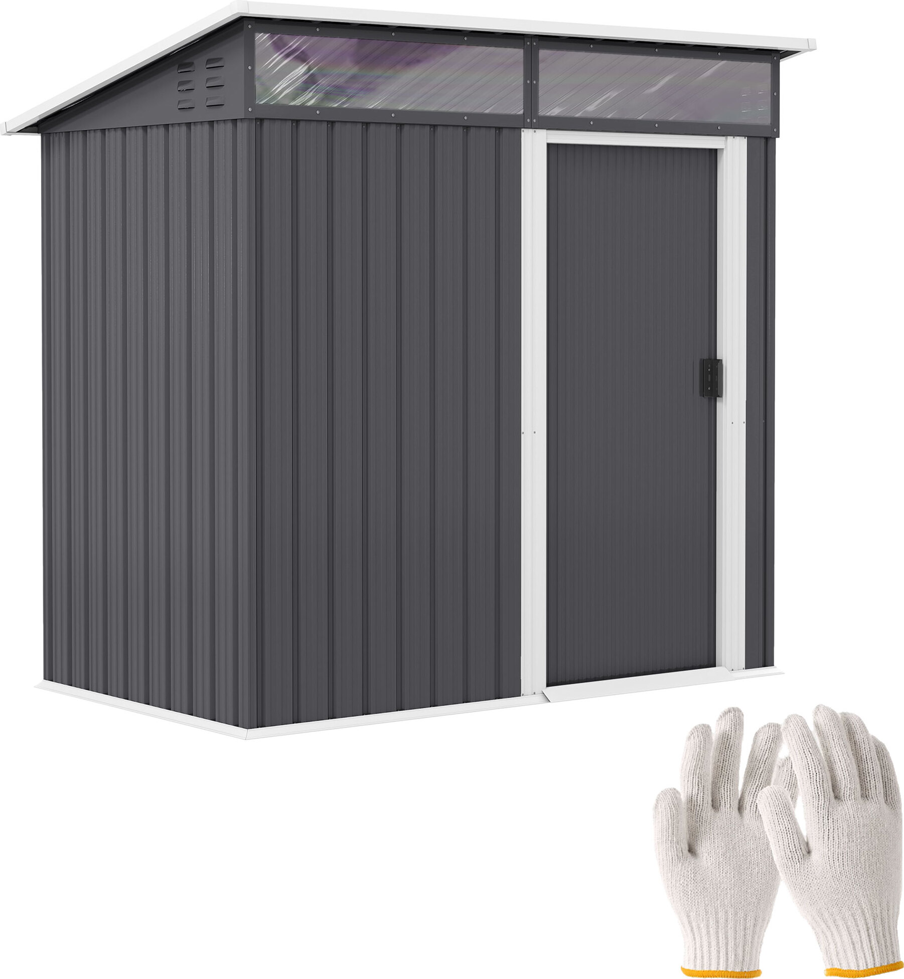 Outsunny kovový prístrešok 1,9m² 195x122x182cm prístrešok na náradie so základmi