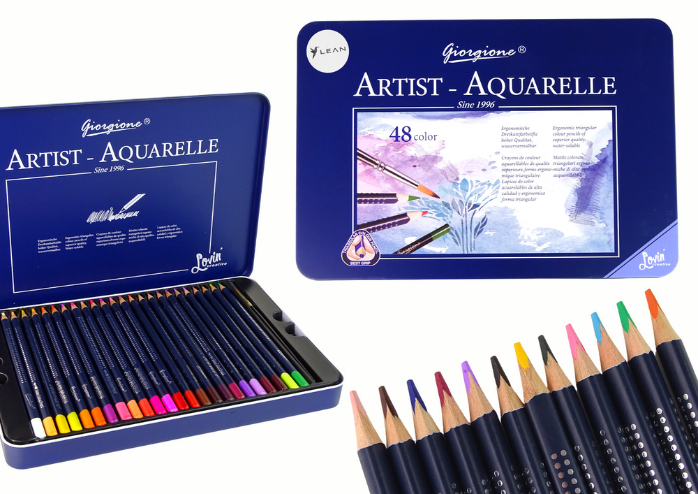 Leantoys 48 Aquarellstifte im Metallbehälter Stifte zum Malen