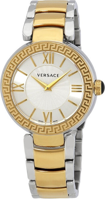 Versace Leda dámske hodinky zlaté strieborné puzdro z nehrdzavejúcej ocele s náramkom 37 mm VNC220017
