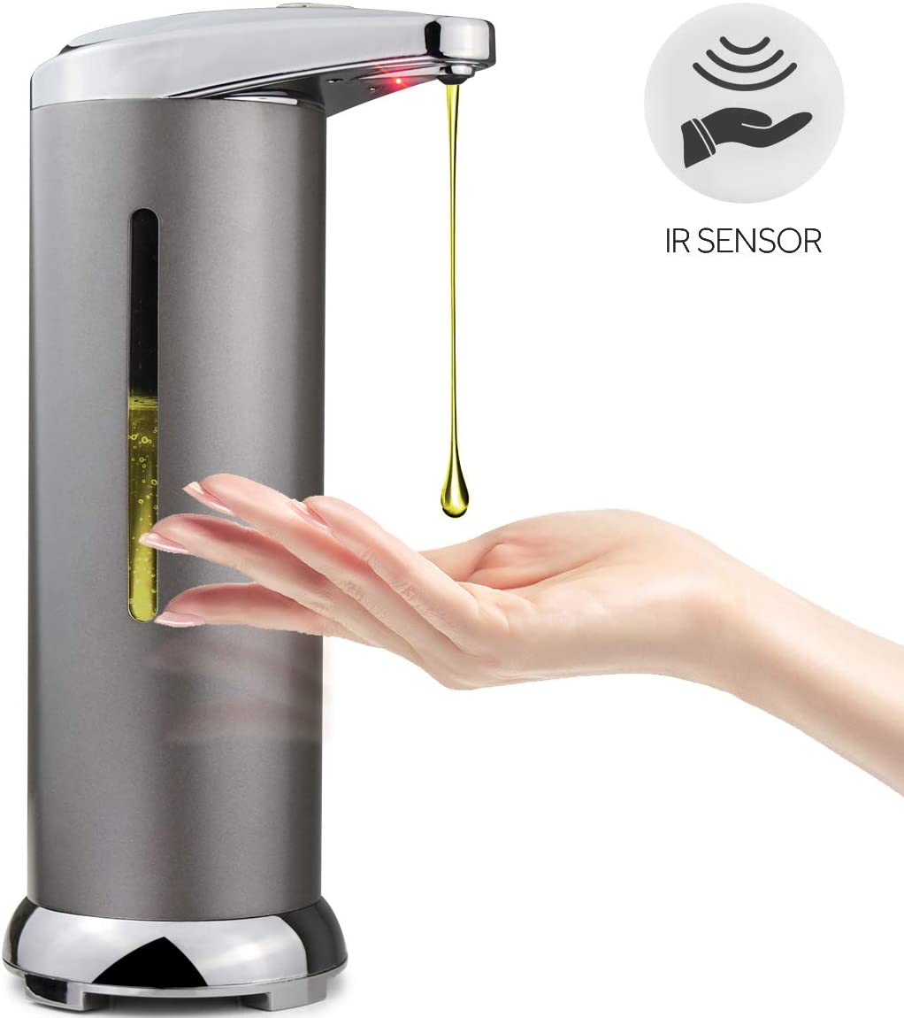 300ml Edelstahl Seifenspender Automatisch Dispenser IR Sensor Seifendosierer DHL 