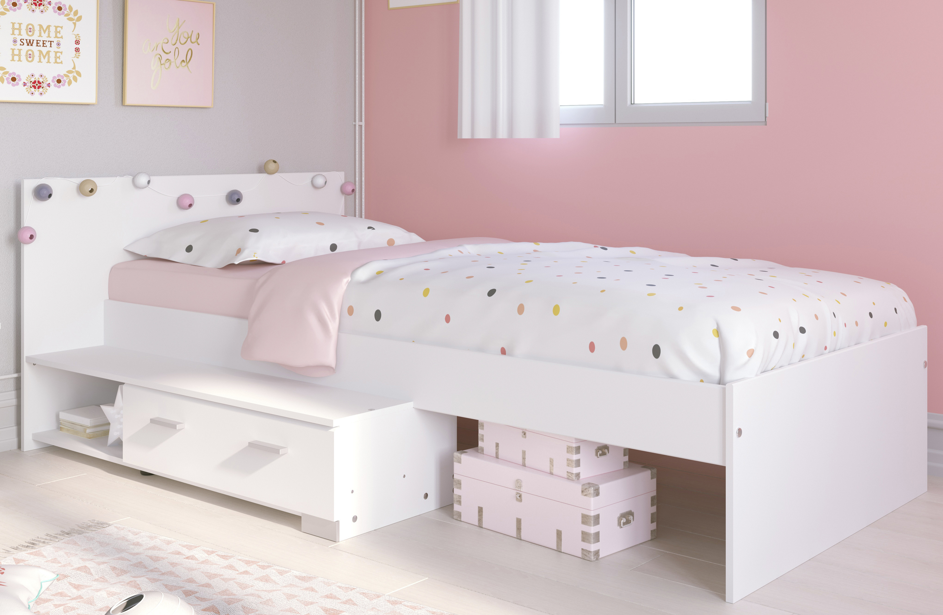 Parisot Meubles Parisot - Stauraumbett Galaxy - Weiß 1350L2TI