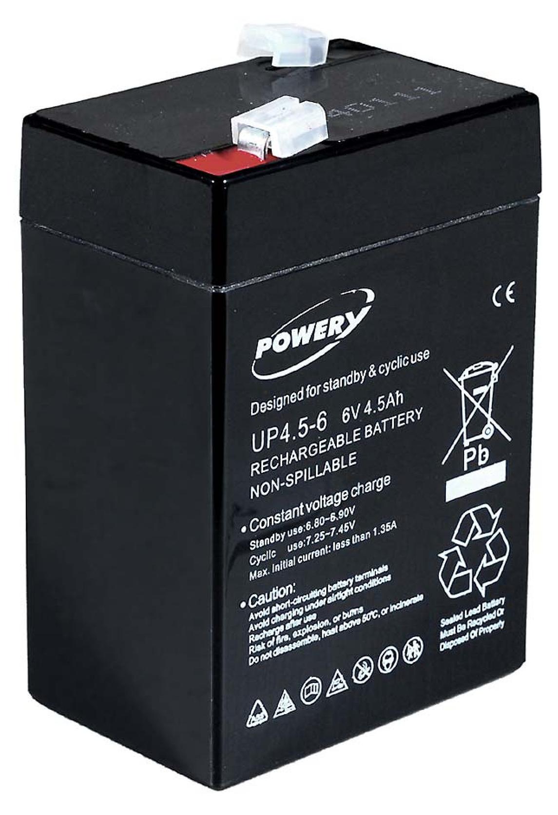 Powery Blei-Gel-Akku für Rollstühle Elektro-Scooter Elektrofahrzeuge 6V 4,5Ah ersetzt 4Ah 5Ah G1.86.POW.1.7E