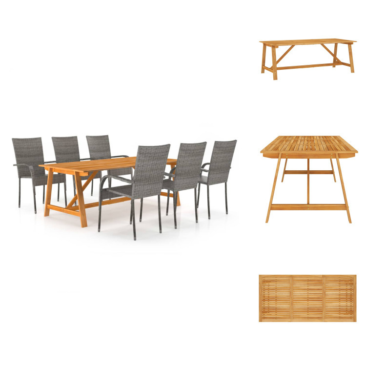 vidaXL 7-dielny záhradný jedálenský set sivý - Záhradné nábytkové zostavy