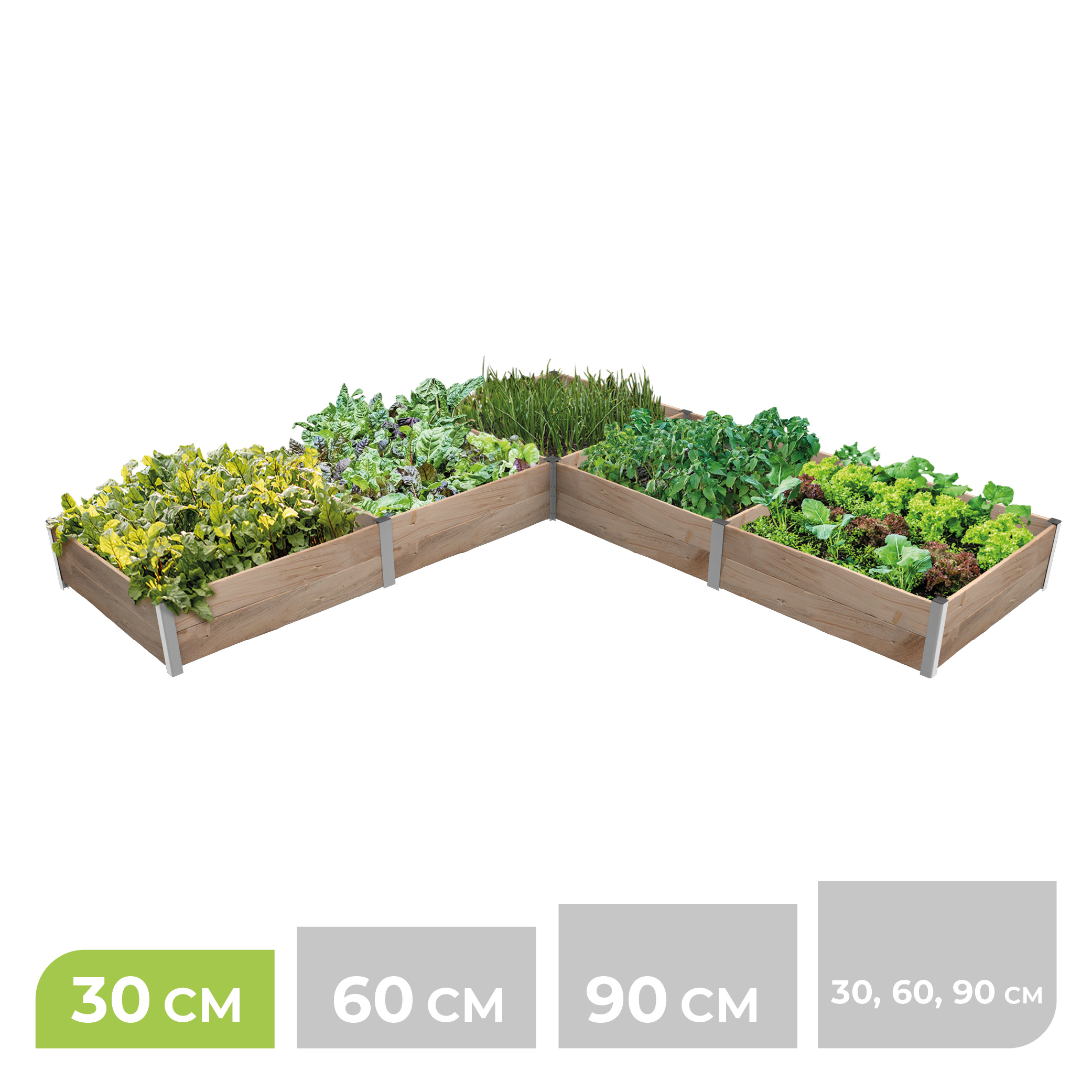 BioGreen 5m² Eck-Hochbeet ErnteMAXX aus Holz in 3 Höhen