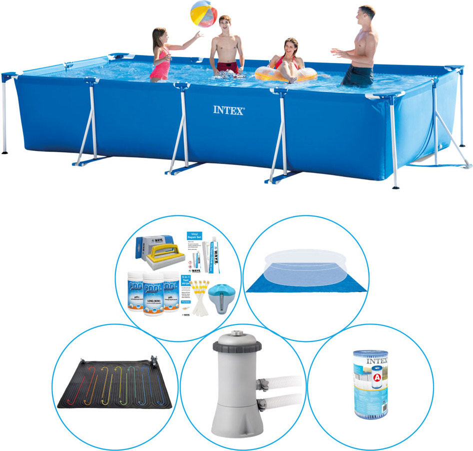 Intex Rámový bazén obdĺžnikový 450x220x84 cm - 6-dielny - Bazén Plus príslušenstvo