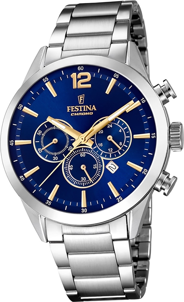Festina pánske hodinky z nehrdzavejúcej ocele F20343/2 náramkové hodinky Silver Chronograph D2UF20343/2
