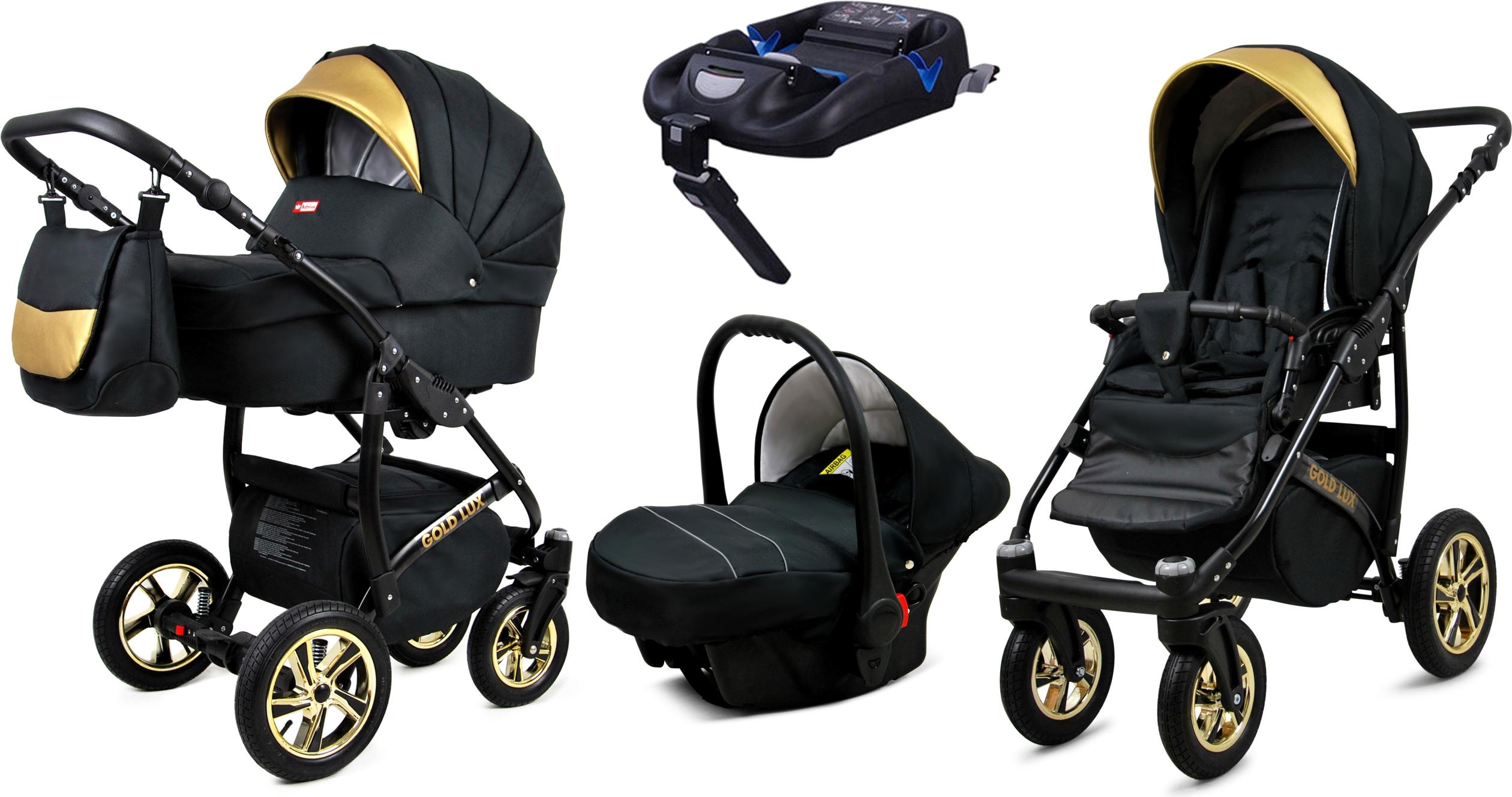 BabyLux Gold Lux | 4in1 Kinderwagen Set | Onyx | Kombikinderwagen | Kinderwagenset | Isofix-Bas