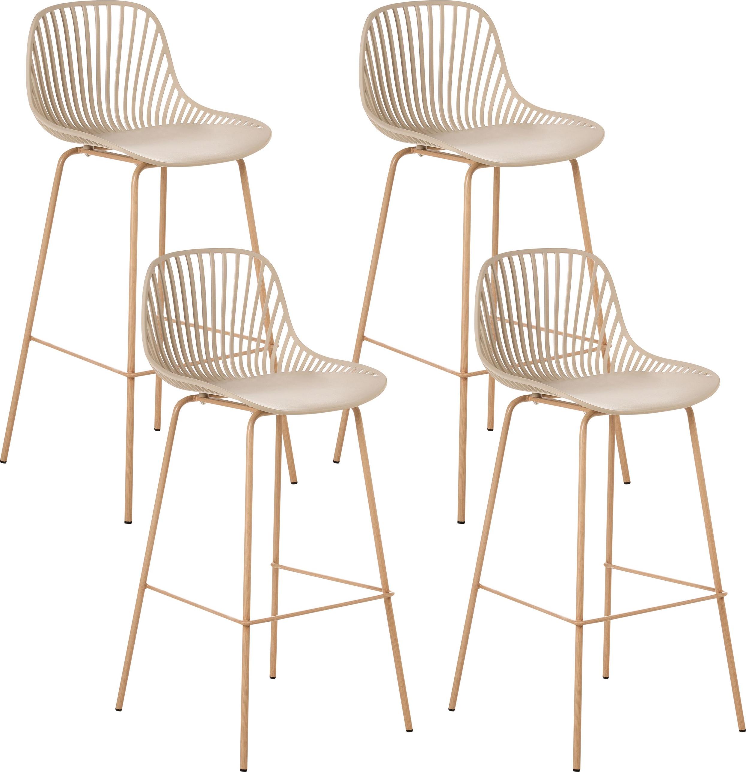 BELIANI Set aus 4 Barstühle beige Kunststoffgestell Eisenbeine in Holzoptik für den Essbereich 660301