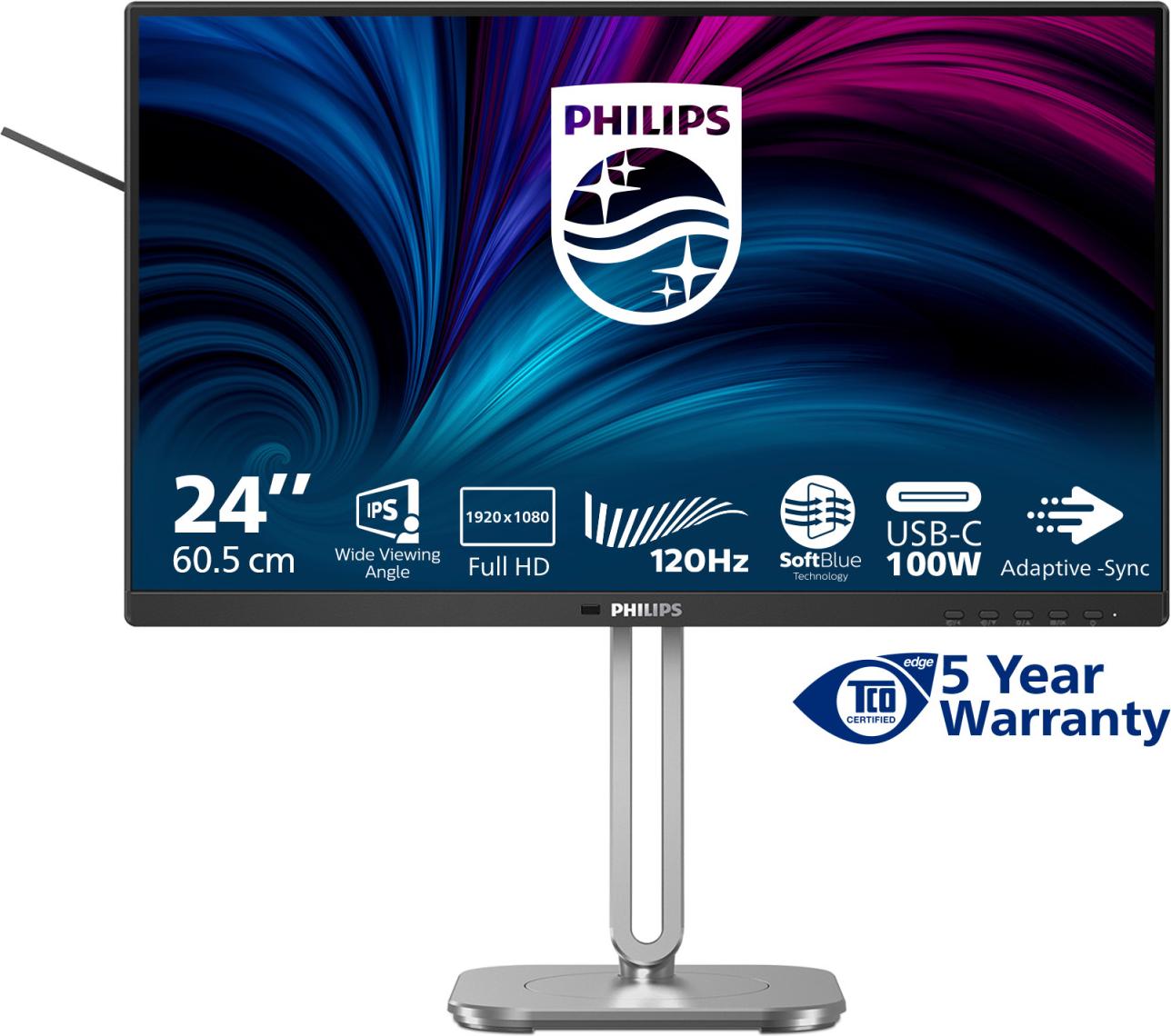 Philips 4000 series 24B2U4301/00, 60,5 cm (23.8"), 1920 x 1080 px, Full HD, LCD, 4 ms, Šedá