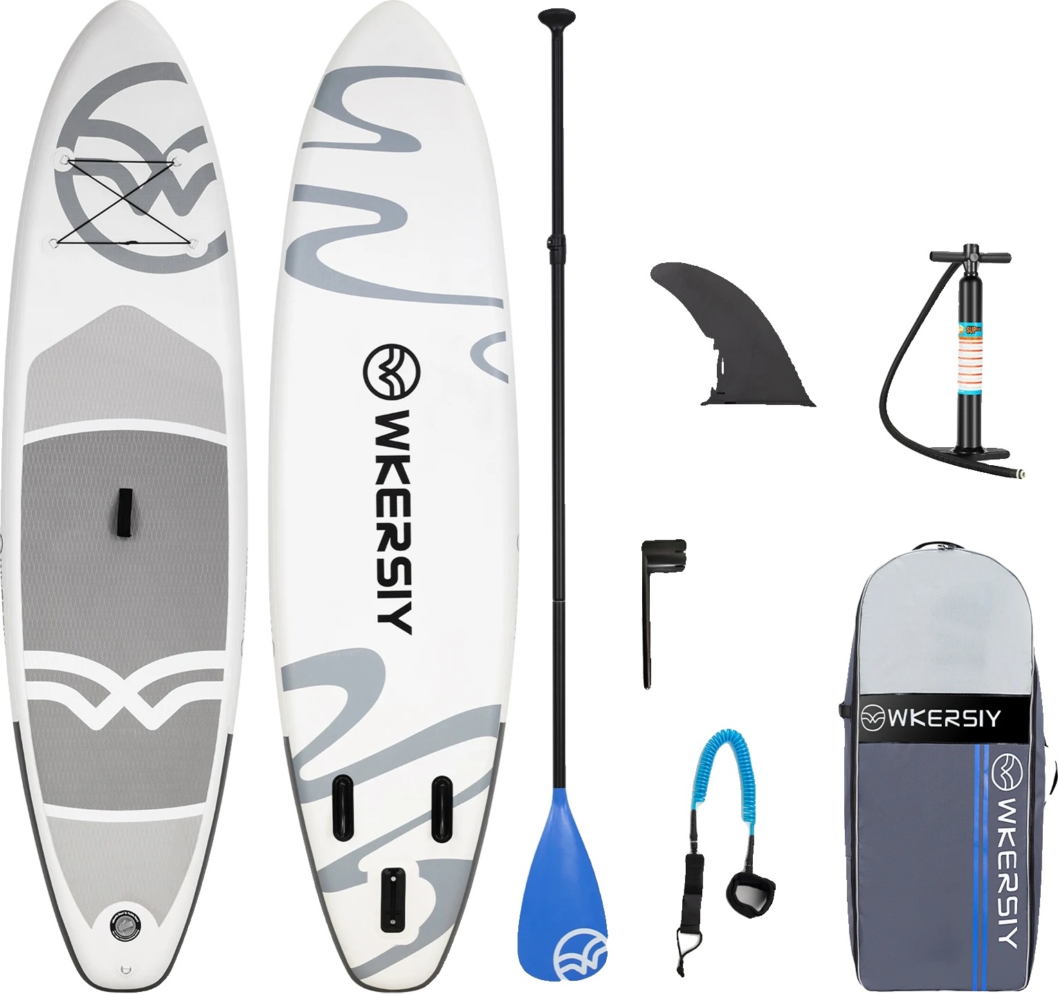 Nafukovací stojan na paddleboard, protišmykový povrch, vrátane vzduchovej pumpy a tašky na prenášanie, svetlosivý