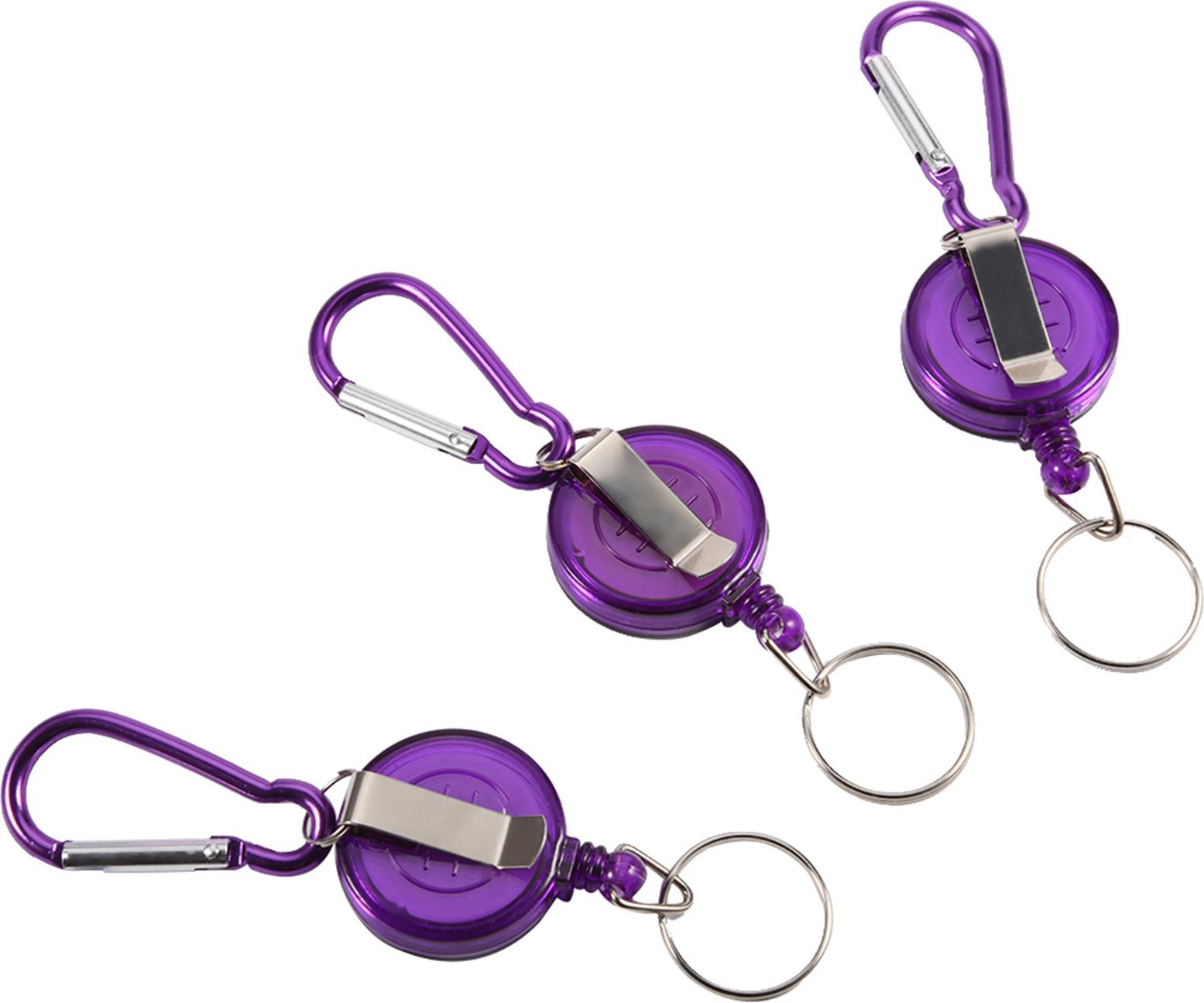 Gistuch 3pcs Fischereiwerkzeug Nylonkabel Stopper Einziehbarer Ringrollenhalterschlüsselkette (lila)