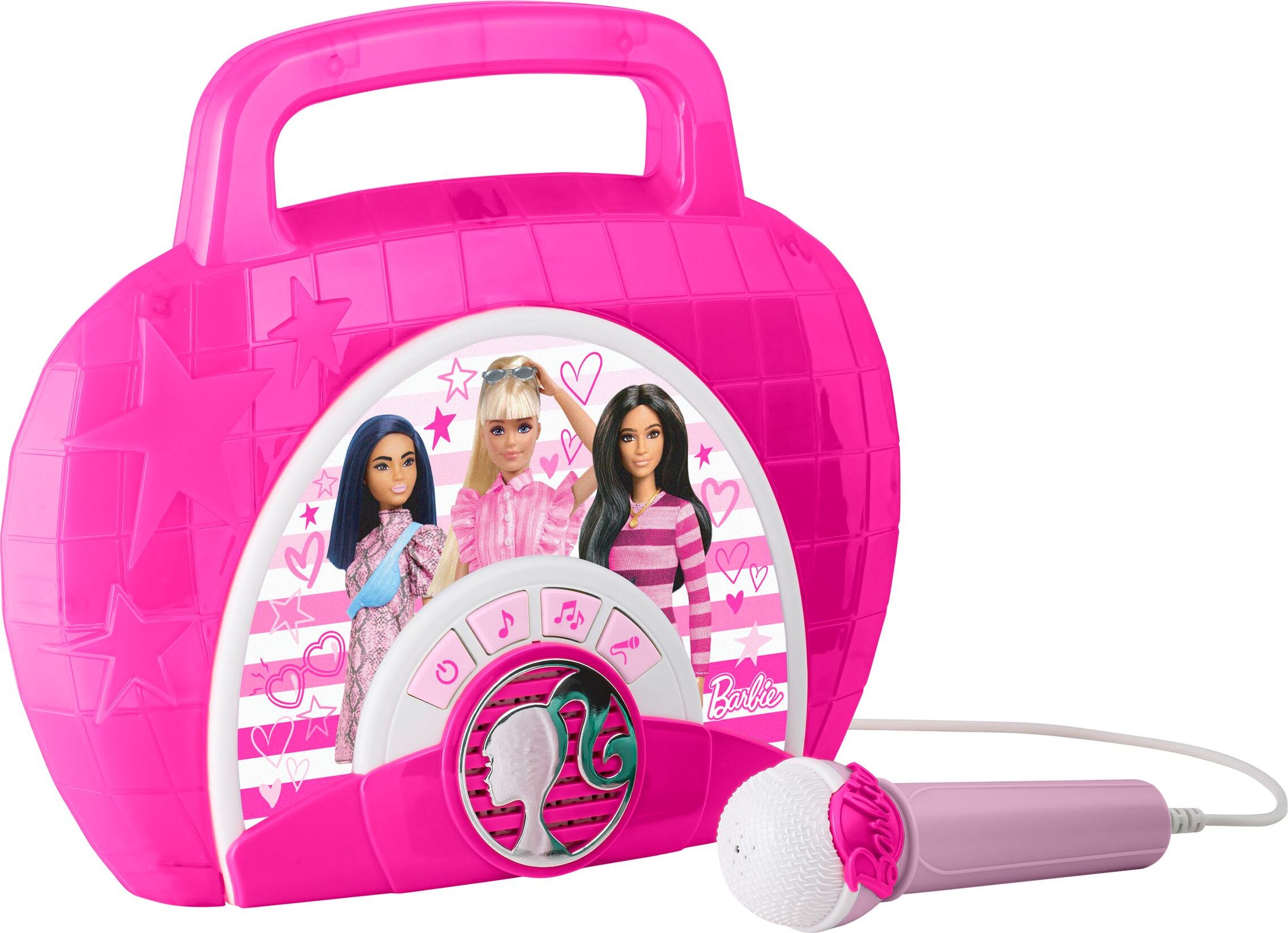 eKids Barbie Karaoke Boombox s mikrofónom a svetelnými efektmi Prenosný reproduktor