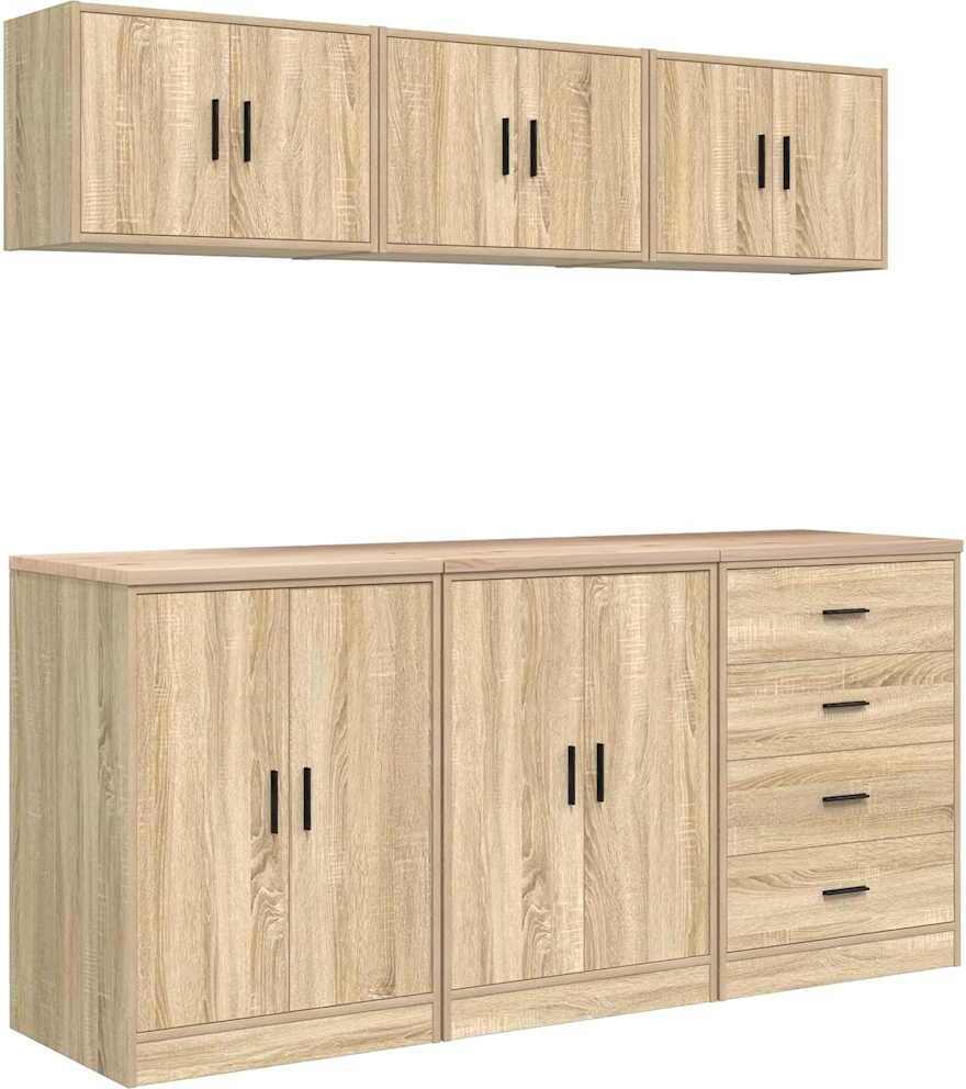 vidaXL Garážové skrine 6 ks Sonoma dub na báze dreva