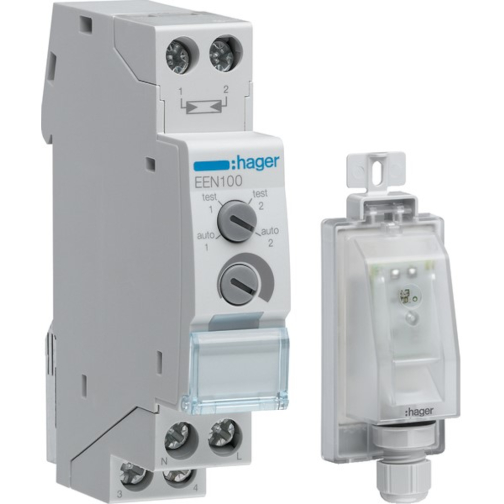 Hager EEN100 Lichtempfindlichkeit: 2000 Lux, Produktfarbe: Grau