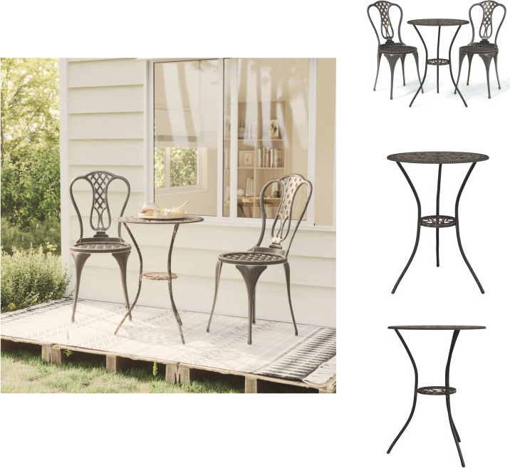vidaXL 3-dielny bistro set hliníkový odliatok bronz - Záhradné nábytkové sety
