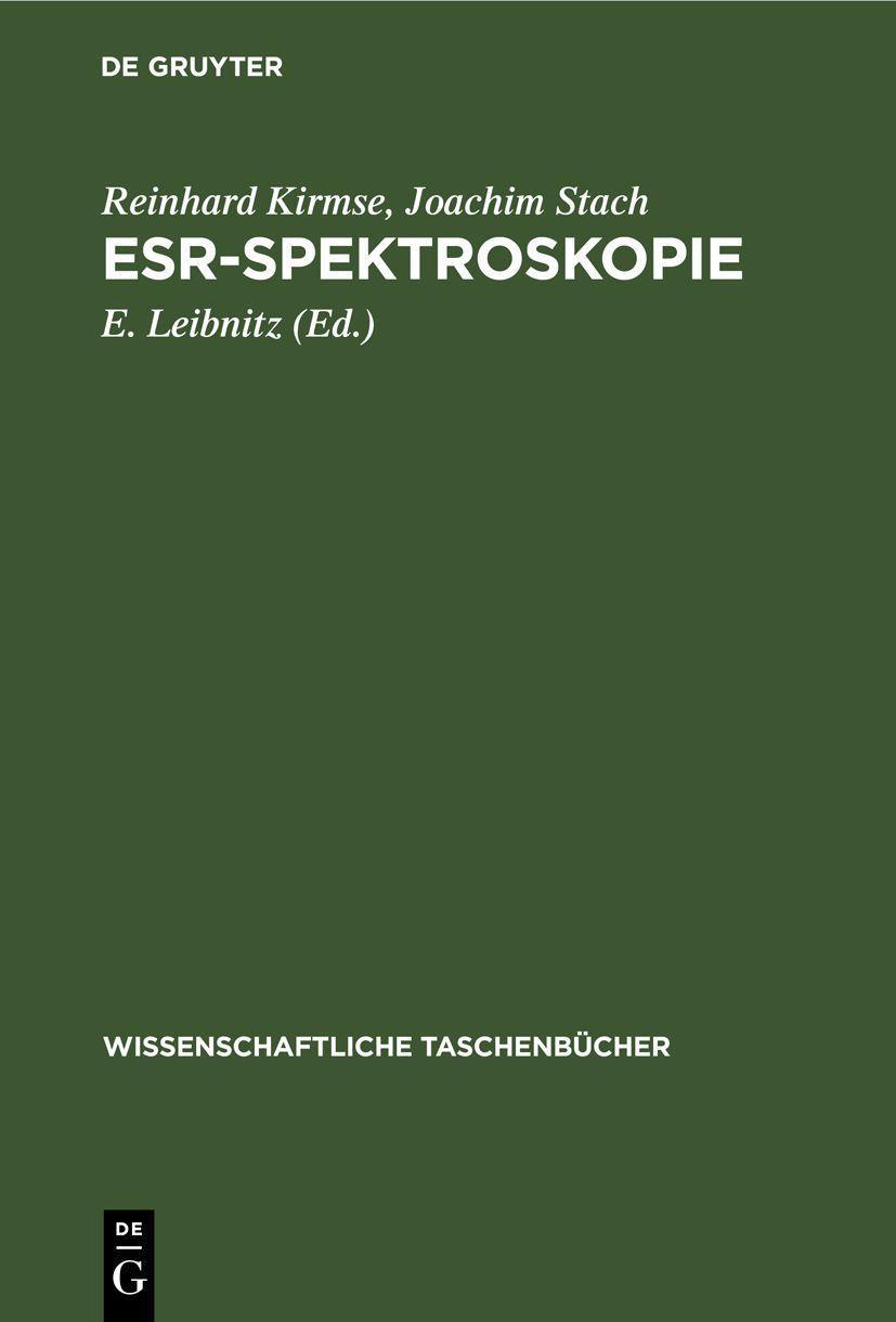 De Gruyter, Mercury Learning And Information ESR-Spektroskopie