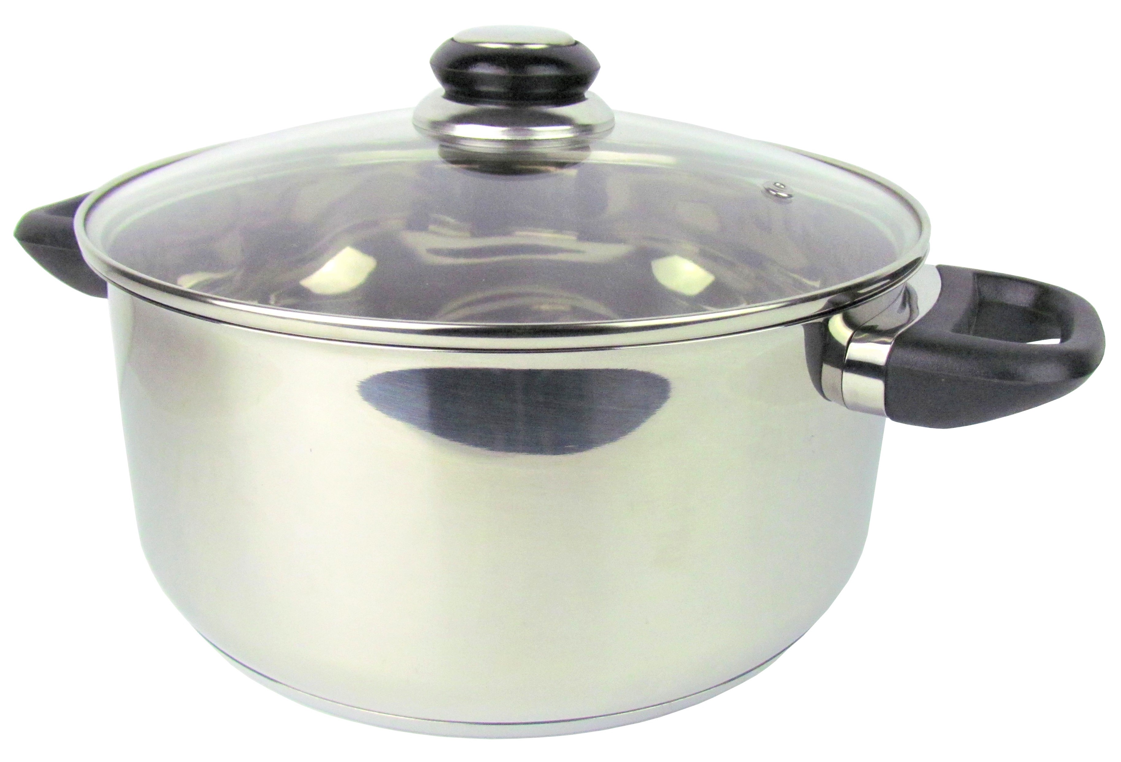 Haushalt International iH - Edelstahl Kochtopf mit Glasdeckel - Induktionsgeeignet - Ø24cm
