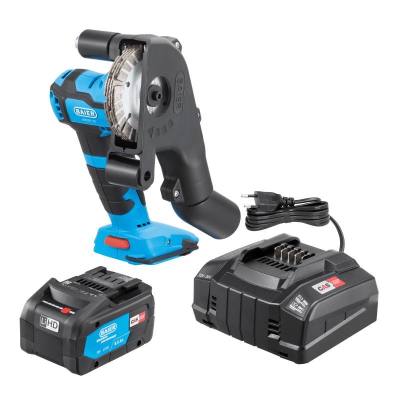 BAIER Akku-Mauernutfräse ABDN 20-PV Set 18V 8Ah Fräs-T.22mm Fräs-B.15mm 10506