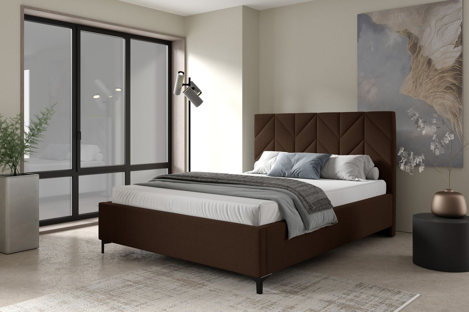 Čalúnená posteľ 140x200 ODETA 6 - hnedá