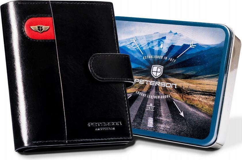Große Herren-Geldbörse aus Leder mit Druckknopfverschluss - Peterson