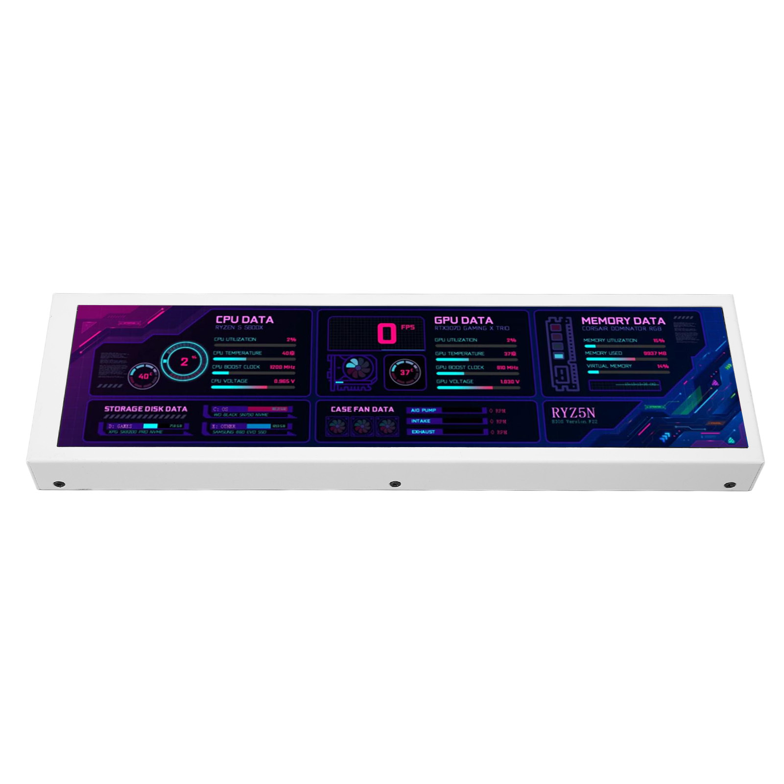 8.8-palcový monitor teploty počítača, monitor teploty počítača, 8,8-palcový displej IPS, panelový displej so senzorom PC, monitor teploty údajov CPU GPU SSD, monitor teploty CPU