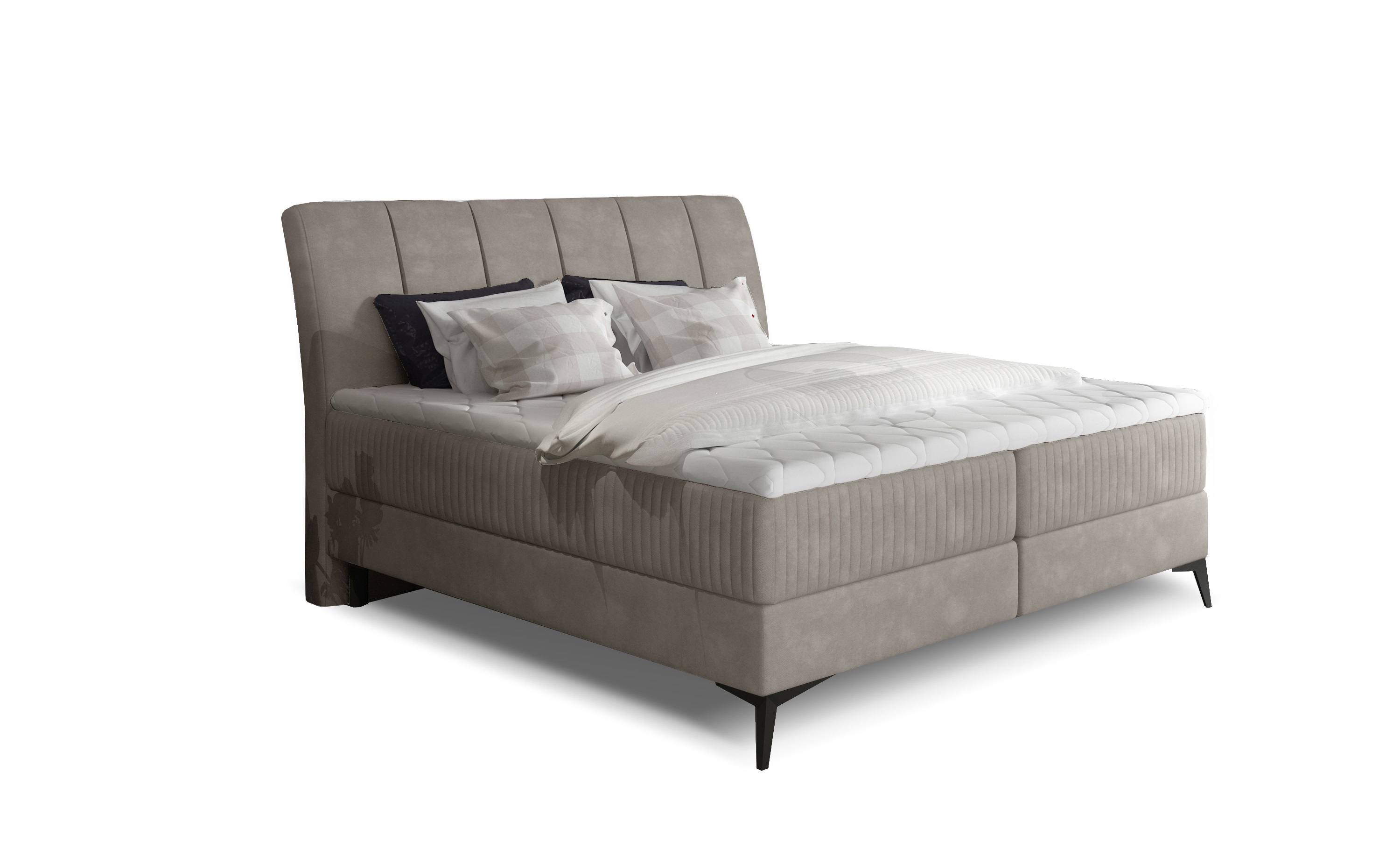 MOB, Manželská posteľ Boxspring 180 cm - Alberto (béžová Paros 02) (s matracmi)