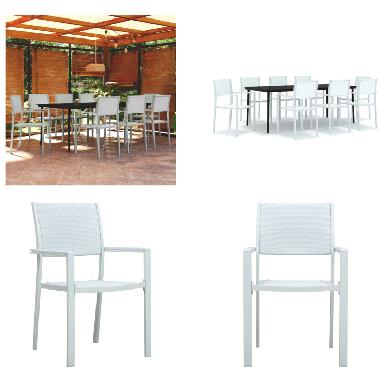 vidaXL 9-dielny záhradný jedálenský set biely - Záhradný jedálenský set - Záhradné jedálenské sety - Jedálenský set - Záhradný nábytok