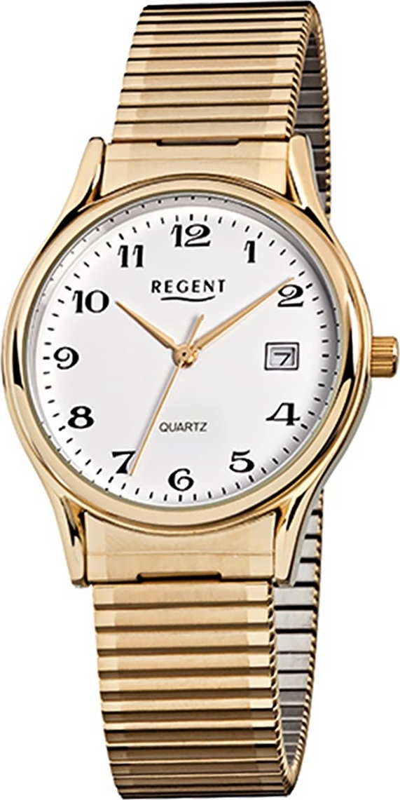 Regent oceľové pánske hodinky F-873 quartz hodinky náramok zlaté D2URF873