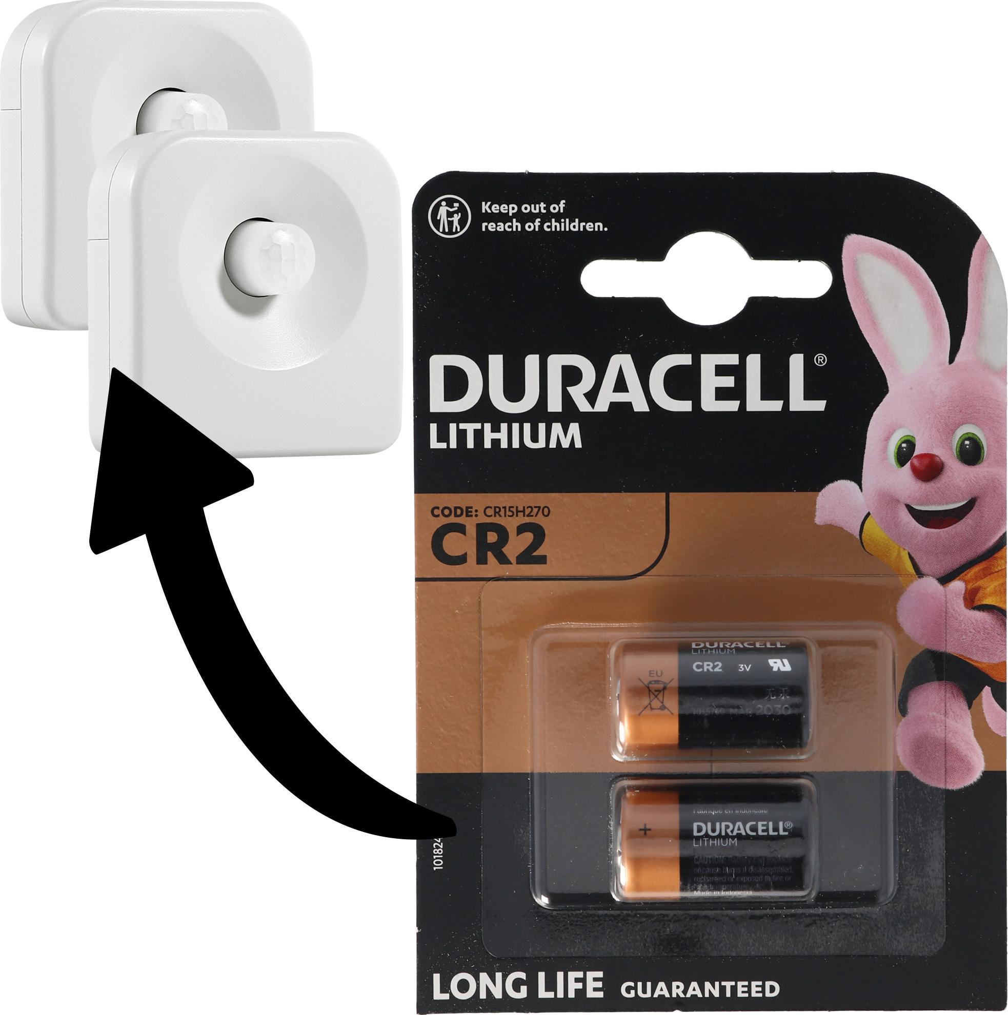 Batterien passend für 2 Osram Lightify Motion Sensor Bewegungsmelder Doppelpack Duracell CR2 Lithium Batterie