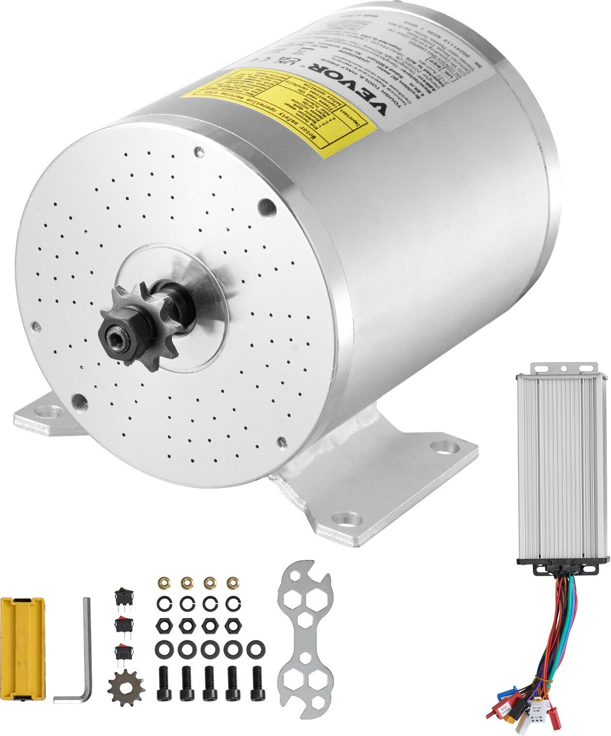 Topdeal 2kW Bürstenloser Gleichstrommotor 48V 4300U/min Elektromotor Controller JZ48V2000W