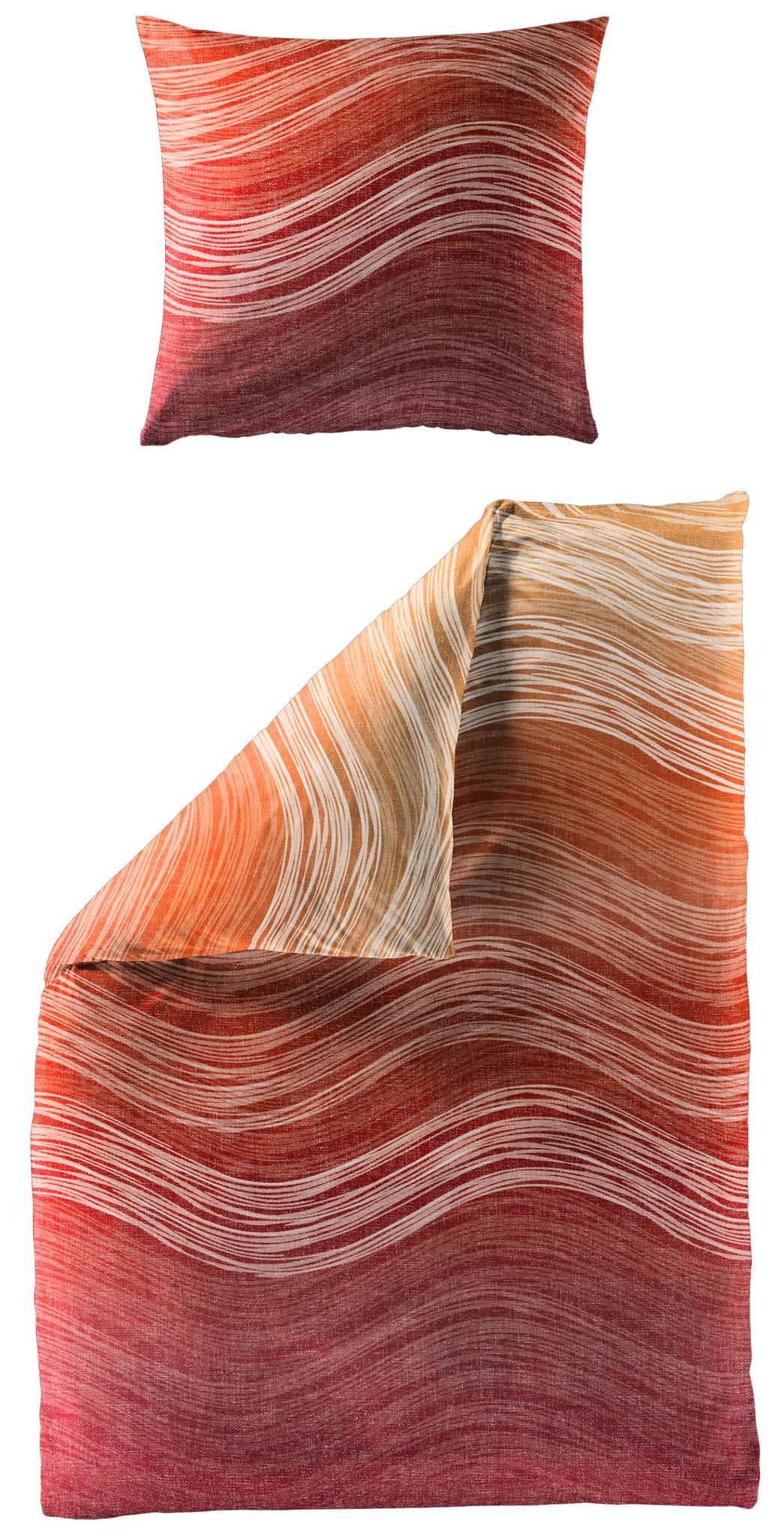 Bierbaum Mako Satin Bettwäsche 135x200cm 2 tlg. Sonnenwelle Kupfer Orange 331430 135x200cm