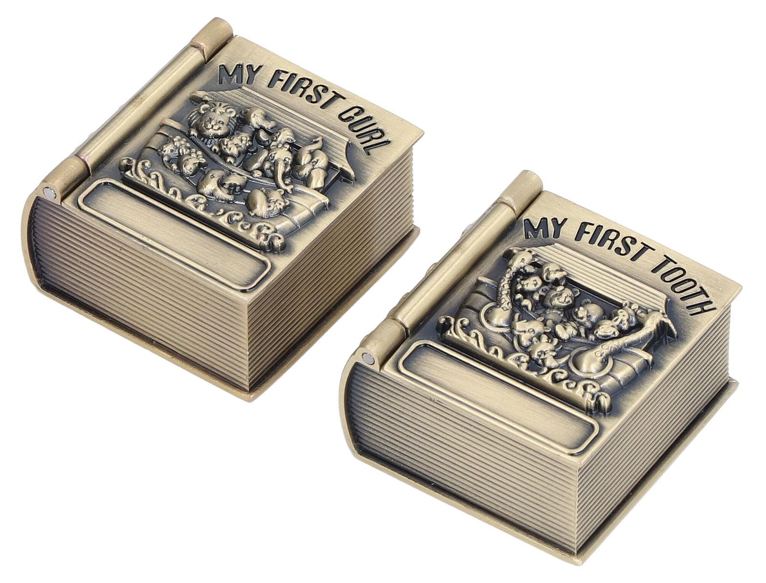 Gistuch Zahn-Andenkenbox, exquisiter Polierprozess, Gravurmuster, langlebiges Metall, Baby