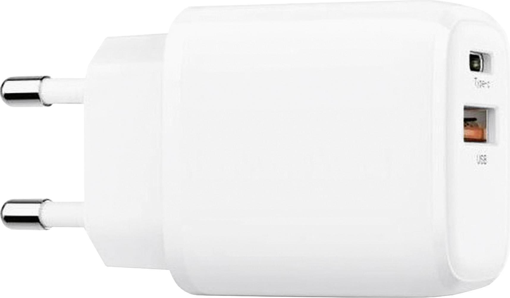 Nabíjací adaptér USB C+A 20 W, biely