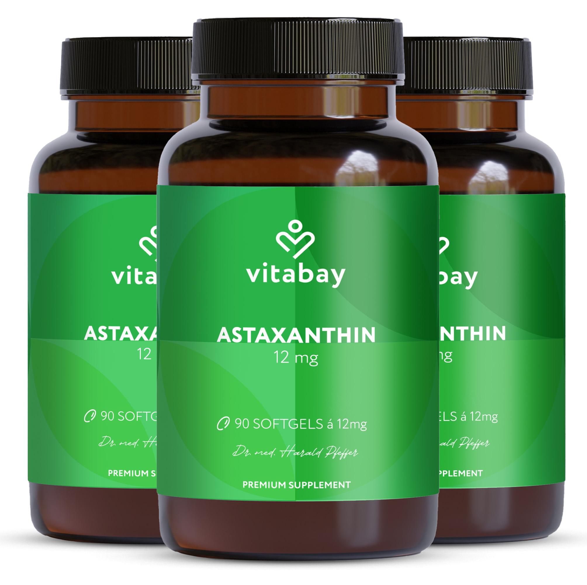 Vitabay C.V. Vitabay Astaxanthin 12 mg – 270 vegane Softgel-Kapseln – aus Haematococcus pluvialis – ohne Zusatzstoffe – hochdosiert – 18 Monate Vorrat
