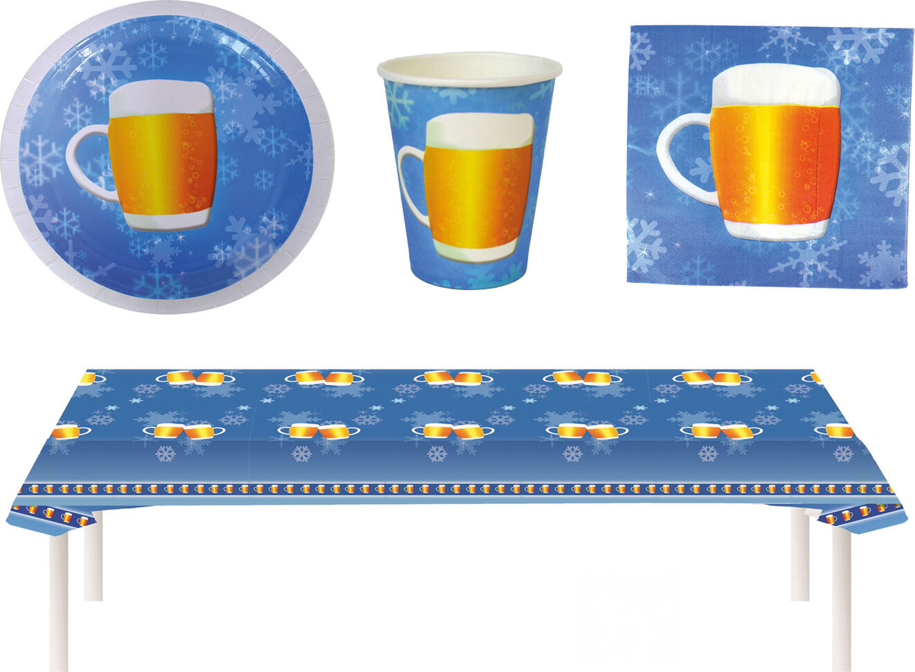 Karneval-Klamotten Party Set Wies´n 37 Teile Bierglas-Motiv Größe: ohne Attribut