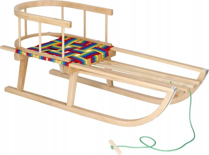 Sonstige Schlitten Holzschlitten Kinderschlitten mit Rückenlehne Buchenholz