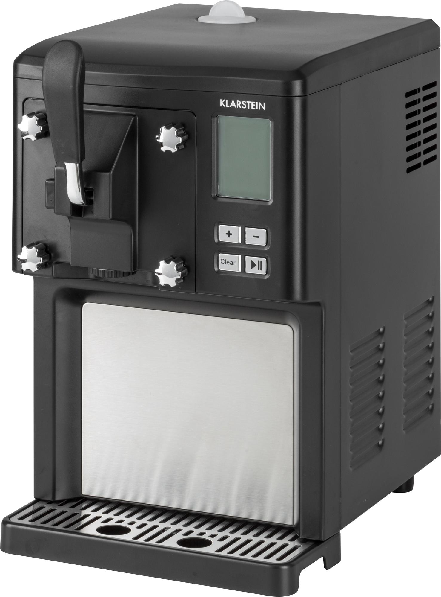Klarstein Sweet Sundae - Eiscrememaschine, 1,5 Liter, mitselbstkühlendem Kompressor, 200 Watt, Ausgabesystem, 3 StundenAuto-Kühlhaltefunktion, Reinigungsautomatik, Edelstahl, schwarz TK49-Sahnehäubchen-B