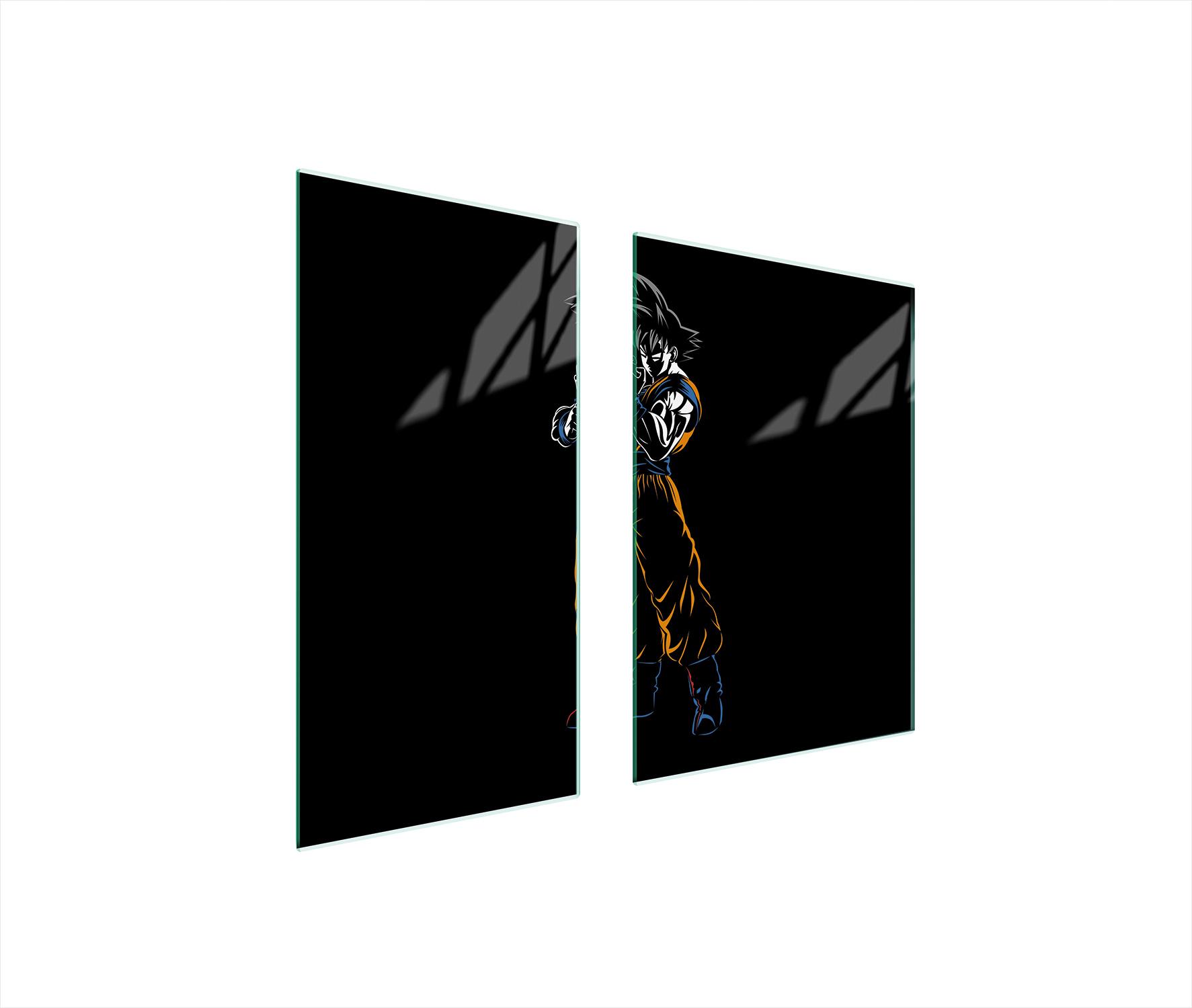 TMK ArtDeko Herdabdeckplatten 2 teilig 75x52 Ceranfeld Abdeckung Glas Schneidebrett Anime Schwarz