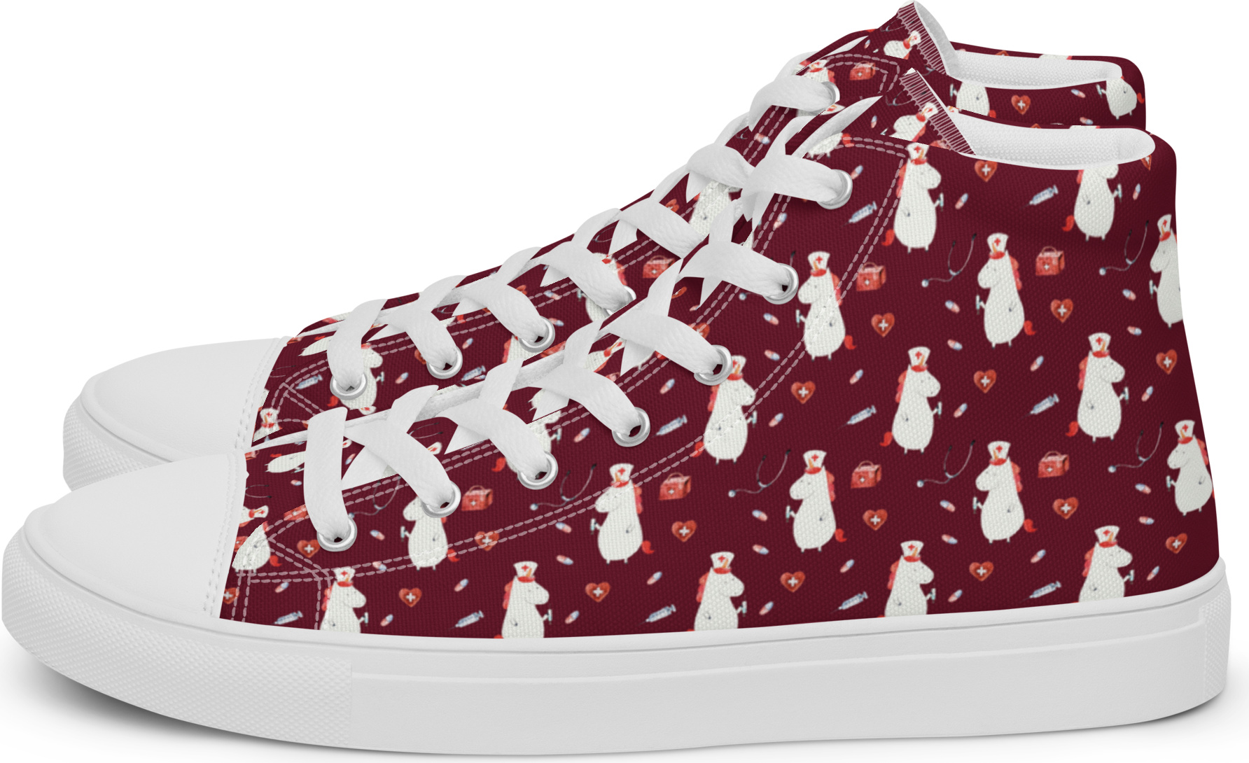 Mr. & Mrs. Panda Sneaker Damen Einhorn Krankenschwester Größe 44 1/2 - Rot - Geschenk, Krankenpfleger, Krankenhaus, Stoffschuhe, Krankenpflegerin, Halbschuhe, Unicorn PD-1635002-STANDARD