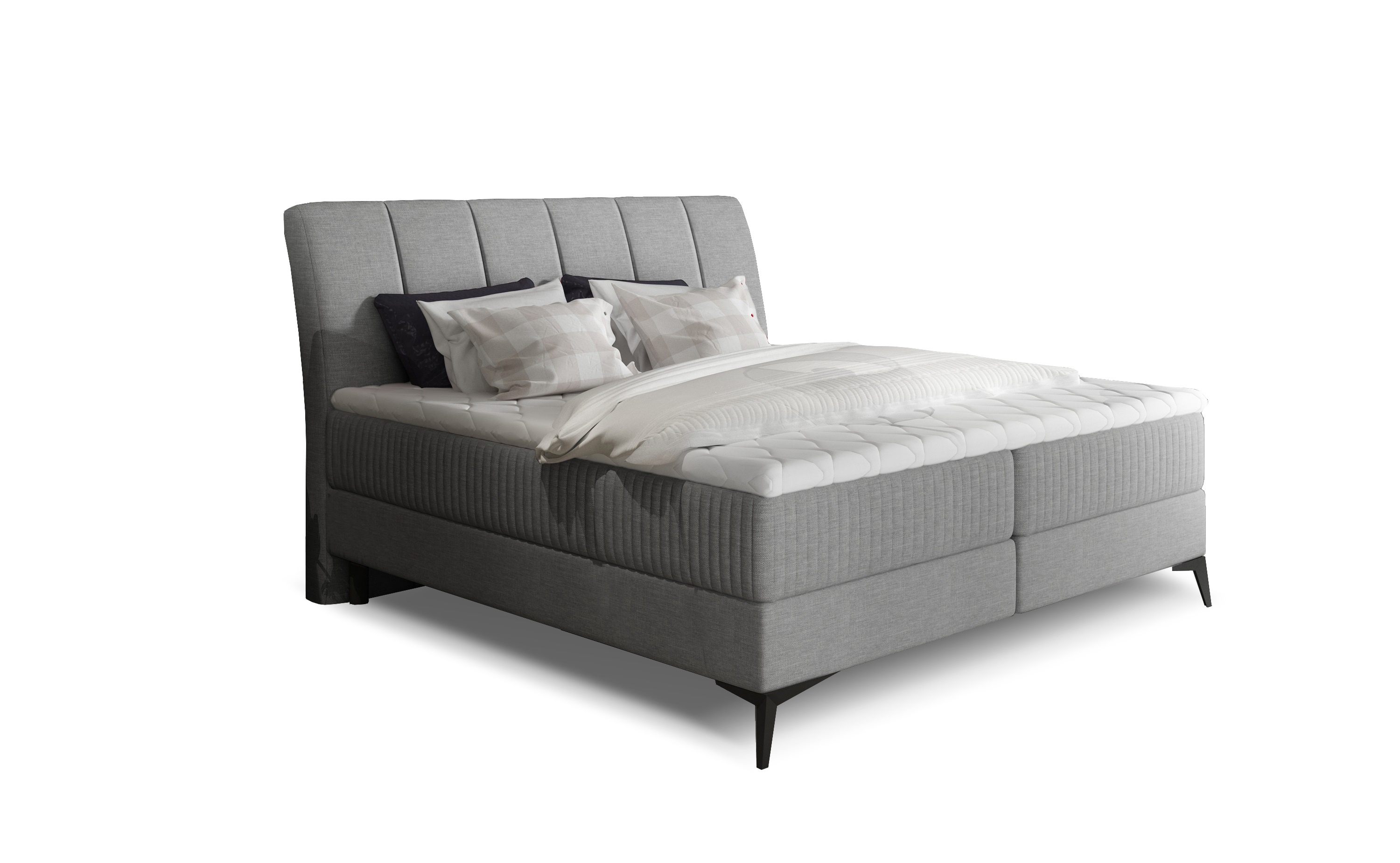 MOB, Manželská posteľ Boxspring 180 cm - Alberto (sivá Sawana 21) (s matracmi)