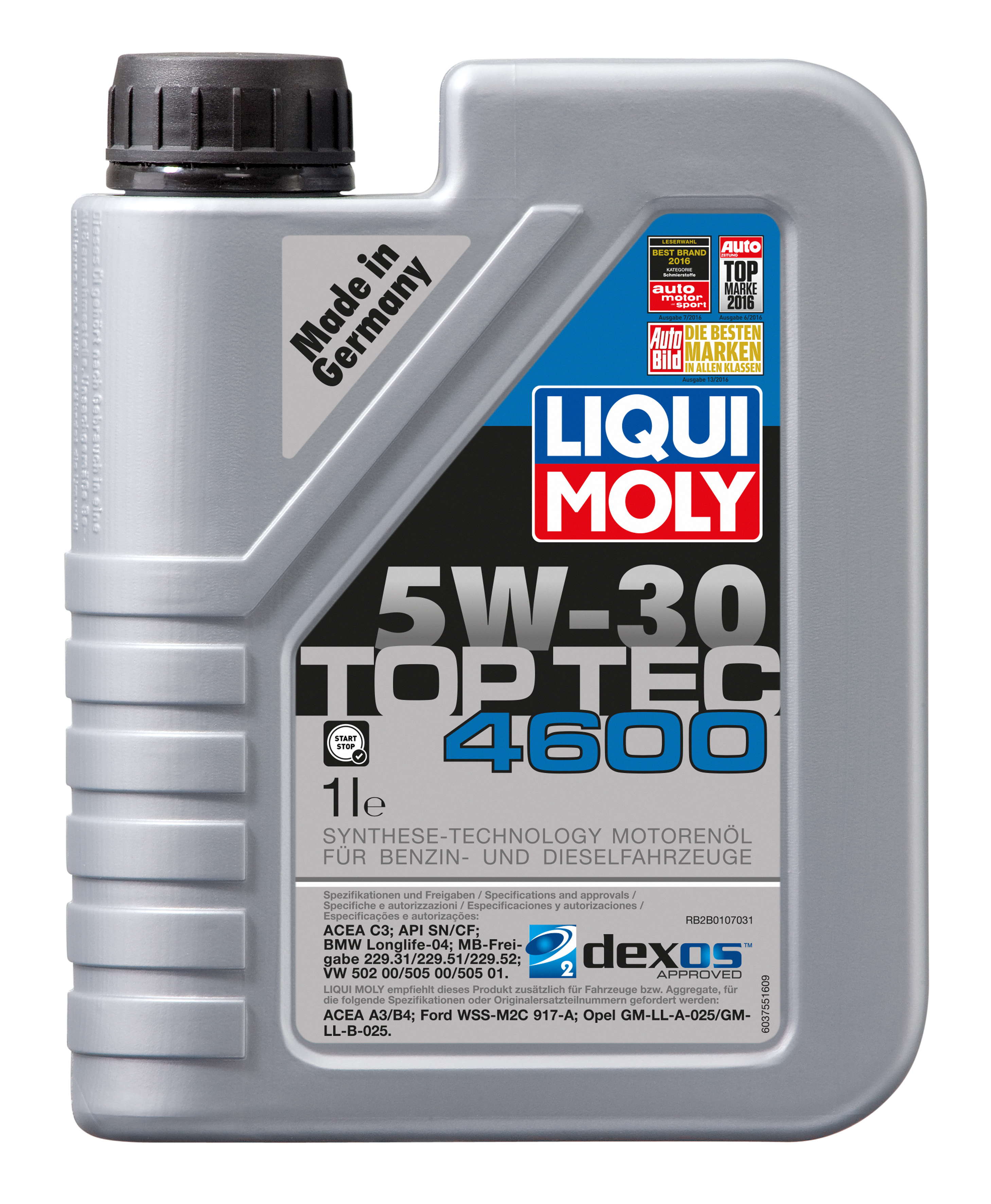 5L LIQUI MOLY TOP TEC 4600 5W-30 Motoröl + BOSCH Ölfilter für OPEL 93156300  