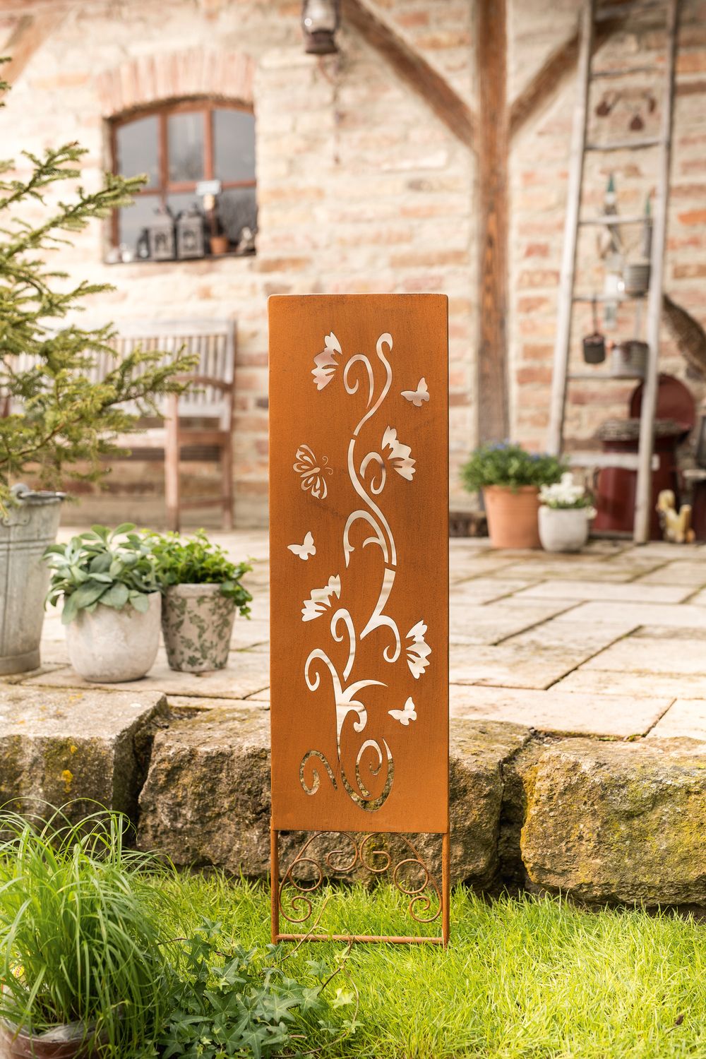 RM Design Gartendeko Gartenstecker aus Edelrost Metall Garten Schild Zaubergarten 90x30 cm