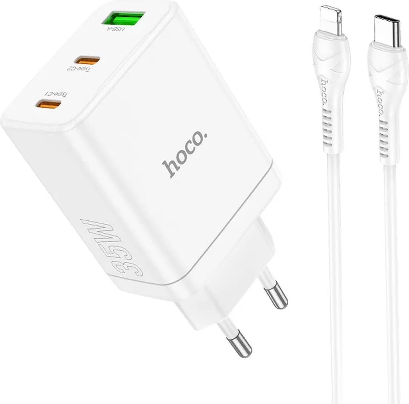 Hoco N33 35W + USB-C iPhone iPad iPod kábel QC 3.0 Rýchla nabíjačka Napájací adaptér Quick Charge Power Adapter White