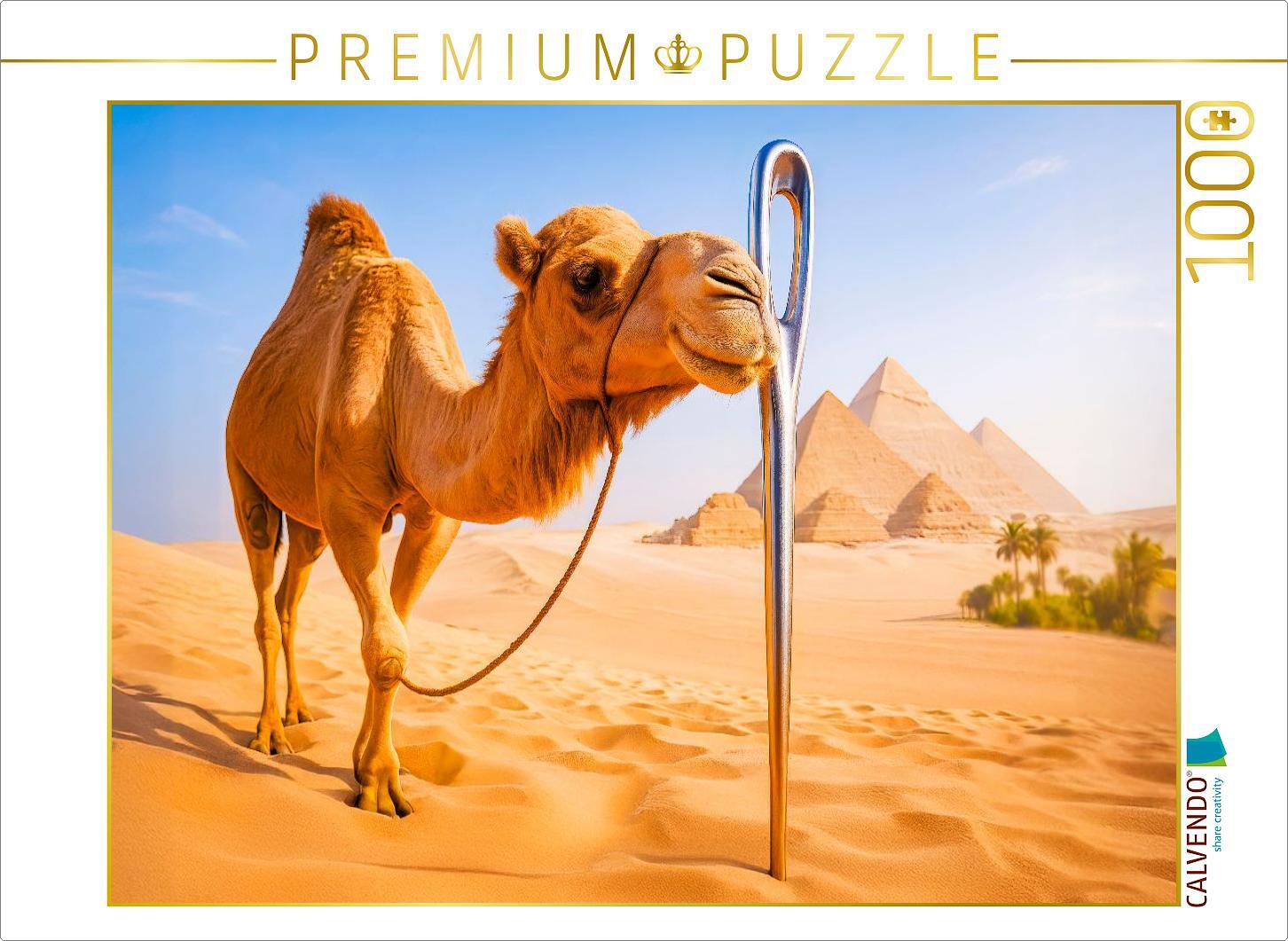 CALVENDO Puzzle Kamel und Nadelöhr - Keine Chance für Dickhäuter | 1000 Teile Lege-Größe 64x48cm Foto-Puzzle für glückliche Stunden