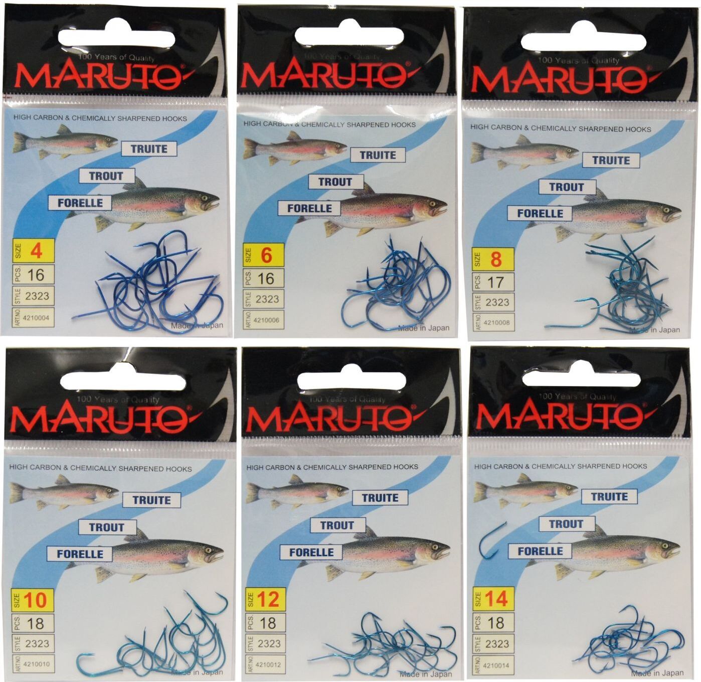 Maruto Forellenhaken Forellen Haken Forellenangeln mit Plättchen, Größe:10 4210010-aus