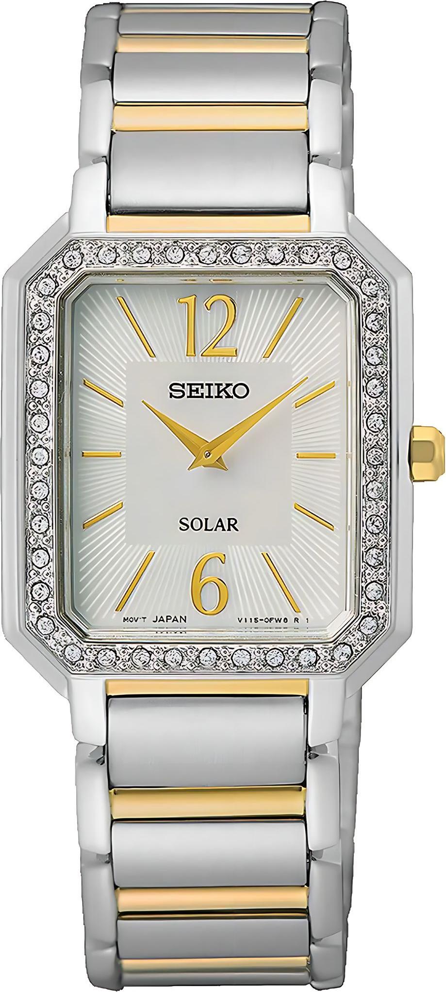 Seiko Solar Damenuhr silber gold SUP466P1