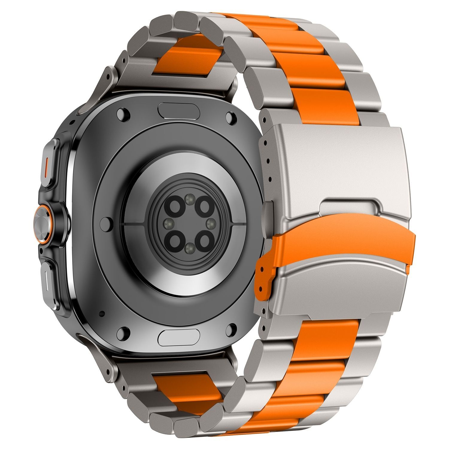 Pre Samsung Galaxy Watch Ultra 47 mm Tri korálky Kovový remienok Orange