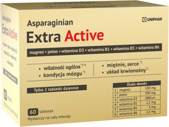 Uniphar Asparaginian Extra Aktiv 60 tabletek